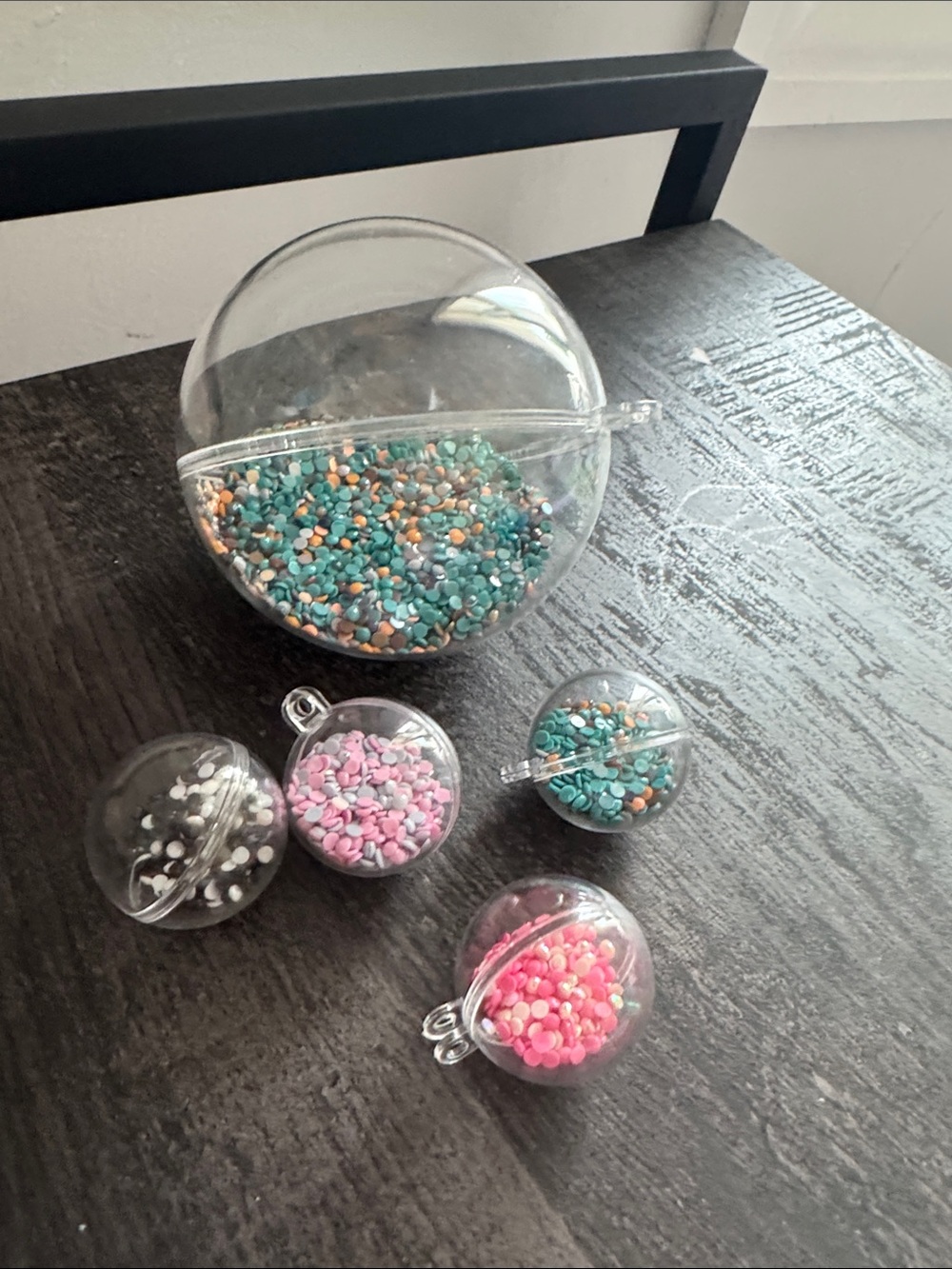 Clear Plastic Fillable Ornament Balls - Pink, Teal, White - Home Party Supplies